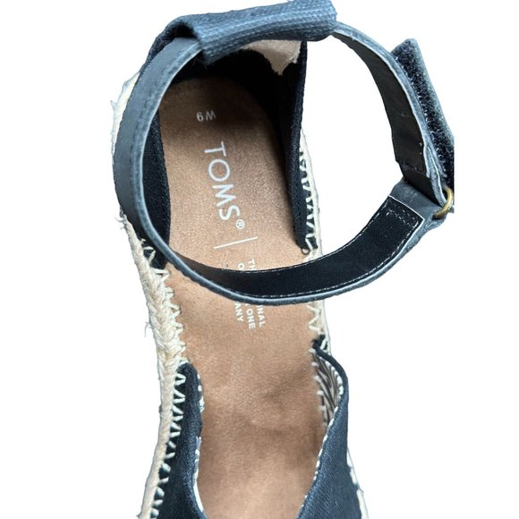 Toms Womens Marisol Wedge Sandal Adjustable Hook and Loop Strap Black Size 6M - Picture 5 of 12